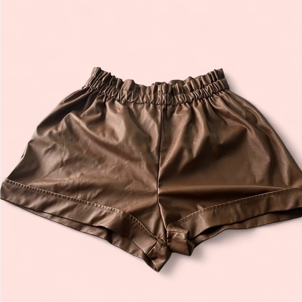 Brown High Waist Silky Shorts Relaxed Fit